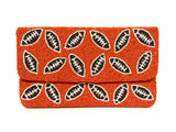 Orange Football Beaded Clutch- Sample Sale- Final Sale - Lisi Lerch