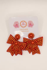Orange Rosie Bow Earrings -Sample Sale- Final Sale - Lisi Lerch