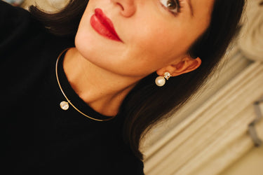 Oval Bezel Collar Necklace - 18k Gold Plated - Belle of the Ball Collection - earring - Lisi Lerch