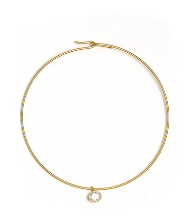 Oval Bezel Collar Necklace - 18k Gold Plated - Belle of the Ball Collection - earring - Lisi Lerch