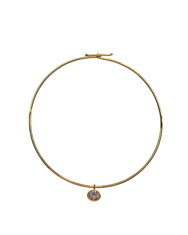 Oval Bezel Collar Necklace - 18k Gold Plated - Belle of the Ball Collection - earring - Lisi Lerch