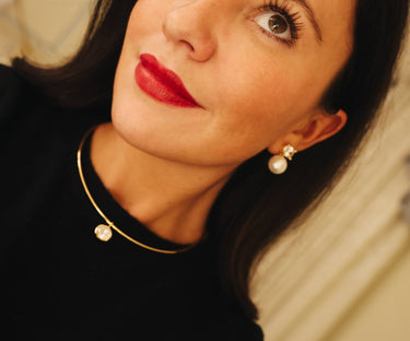 Oval Bezel Collar Necklace - 18k Gold Plated - Belle of the Ball Collection - earring - Lisi Lerch