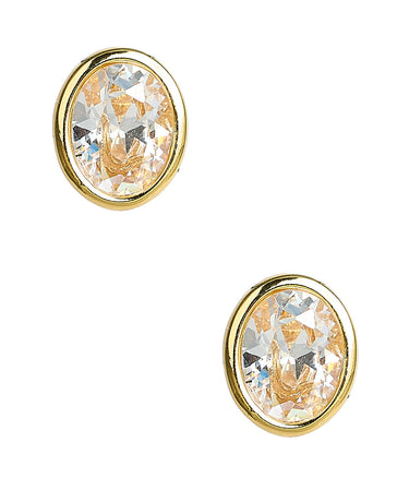 The Small Bezel Oval Stud - 18k Gold Plated