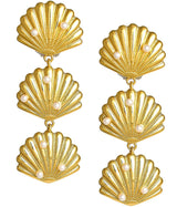 Palmetto Triple Shell Drop Earring - 18k Gold Plated - Belle of the Ball Collection - Lisi Lerch