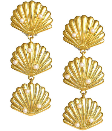 Palmetto Triple Shell Drop Earring - 18k Gold Plated - Belle of the Ball Collection - Lisi Lerch