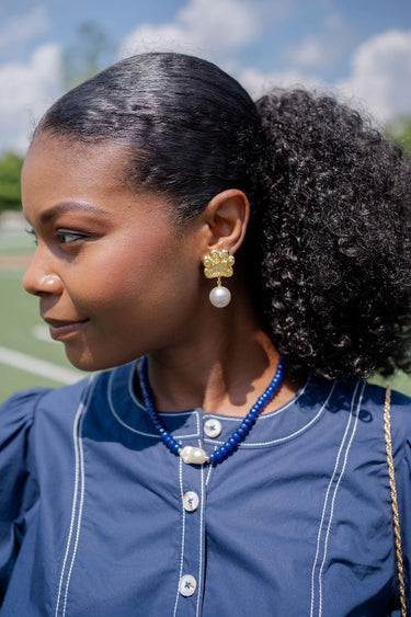 Paw Print Pearl Drop Earring - Gold Earring - Lisi Lerch