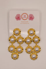 Pearl & Gold Chandelier Statement Earrings-Sample Sale- Final Sale - Lisi Lerch
