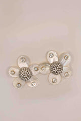 Pearlized Flower Petal with Rhinestone Earrings-Sample Sale- Final Sale - Lisi Lerch