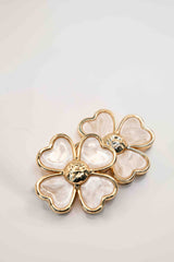 Pearlized White Heart-Petal Flower Stud-Sample Sale- Final Sale - Lisi Lerch