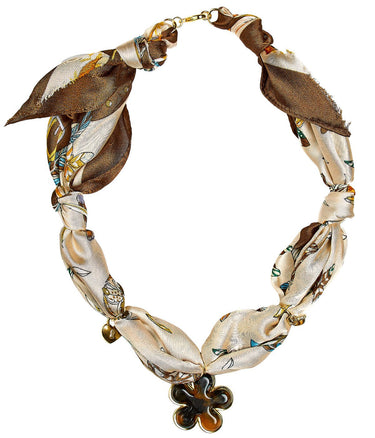 Penny - Brown Tiger Eye Flower - Scarf Necklace - Lisi Lerch