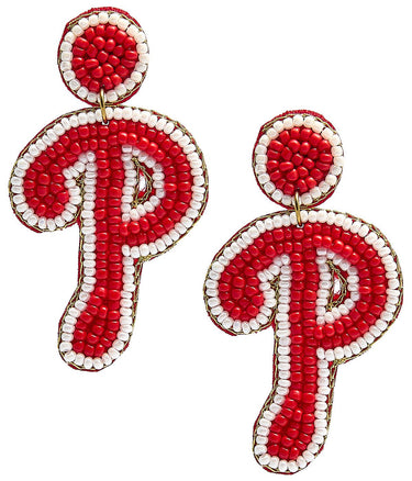 Phillies P - Fabric Backed Earrings - Lisi Lerch