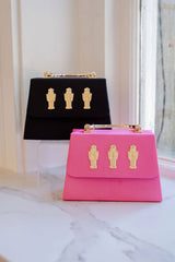 Pink Faille Lulu with Gold Handle Handbag - Gold Charms - Lisi Lerch