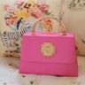 Pink Faille Lulu with Gold Handle Handbag - Gold Charms - Lisi Lerch