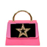 Pink Lulu- Black Velvet Flat Bow and Fabric Star- Sample Sale- Final Sale - Lisi Lerch