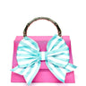 Pink Lulu- Turquoise and white Strip Bow- Sample Sale- Final Sale - Lisi Lerch