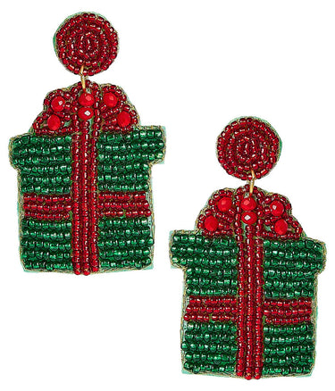 Present Beaded Christmas Earring - Lisi Lerch
