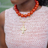 Puffy Cross Necklace with gold chain - 18k Plated Necklace - Lisi Lerch
