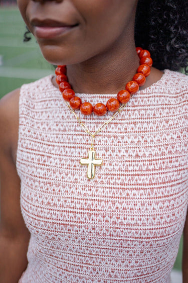 Puffy Cross Necklace with gold chain - 18k Plated Necklace - Lisi Lerch