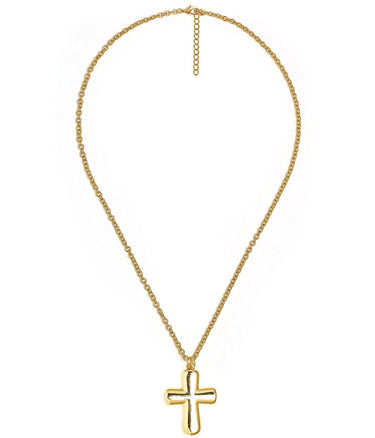 Puffy Cross Necklace with gold chain - 18k Plated Necklace - Lisi Lerch