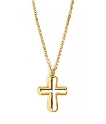 Puffy Cross Necklace with gold chain - 18k Plated Necklace - Lisi Lerch