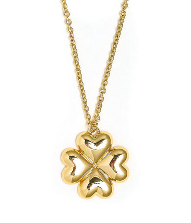 Puffy Shamrock Necklace with gold chain - 18k Plated Necklace - Lisi Lerch
