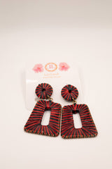 Red and Black Raffia Jordan Earrings-Sample Sale- Final Sale - Lisi Lerch