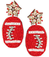 Red Football Earring - Fabric Backed - Lisi Lerch
