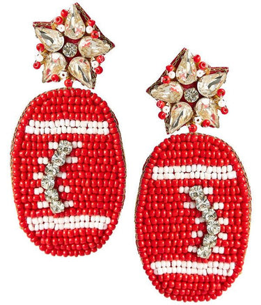 Red Football Earring - Fabric Backed - Lisi Lerch