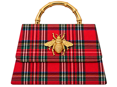 Red Plaid Lulu with Gold Handle - Gold Charms - Lisi Lerch