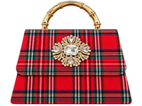 Red Plaid Lulu with Gold Handle - Gold Charms - Lisi Lerch