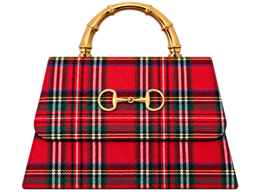 Red Plaid Lulu with Gold Handle - Gold Charms - Lisi Lerch