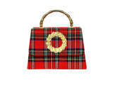 Red Plaid Lulu with Gold Handle - Gold Charms - Lisi Lerch