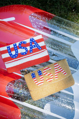 Red/White Stripe USA Beaded Clutch - Lisi Lerch