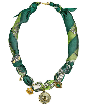 Reese - Green Bee Charm - Scarf Necklace - Lisi Lerch