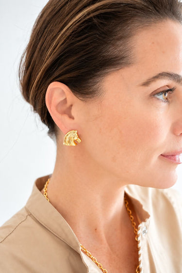 Royal Horse Head Stud-18K Gold Plated - Lisi Lerch