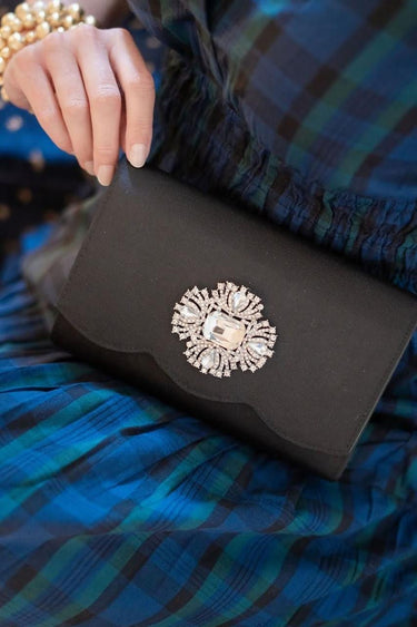 Ruby Scalloped - Faille Black Clutch - Lisi Lerch