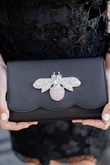 Ruby Scalloped - Faille Black Clutch - Lisi Lerch