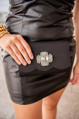 Ruby Scalloped - Faille Black Clutch - Lisi Lerch