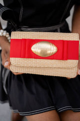 Ruby Straw Clutch- Flat Bow- Gameday Charm - Lisi Lerch