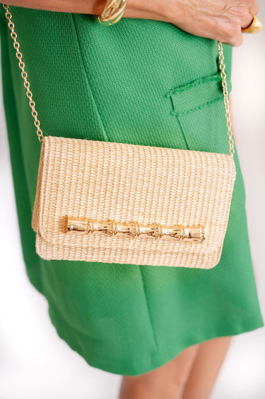 Ruby Straw Clutch - Gold Charm Bamboo Bar - Lisi Lerch