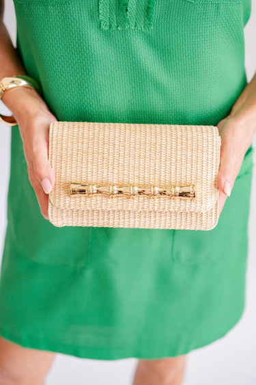 Ruby Straw Clutch - Gold Charm Bamboo Bar - Lisi Lerch