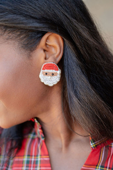 Santa Face - Beaded Christmas Earring - Lisi Lerch