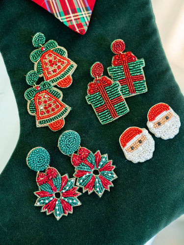 Santa Face - Beaded Christmas Earring - Lisi Lerch