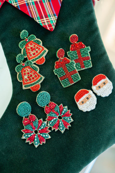 Santa Face - Beaded Christmas Earring - Lisi Lerch