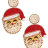 Santa Face with Pink Beard- Beaded Christmas Earring - Lisi Lerch