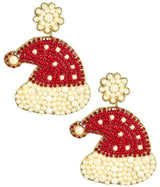 Santa Hat Beaded Earring - Lisi Lerch