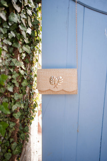 Scalloped Ruby Straw Clutch - Gold Charm - Lisi Lerch