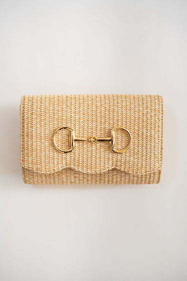 Scalloped Ruby Straw Clutch - Gold Charm - Lisi Lerch
