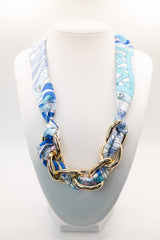 Scarf and Gold Link Necklace - Blue Pucci - Sample Sale- FINAL SALE - Lisi Lerch