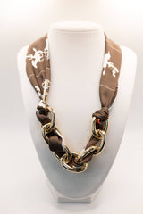 Scarf and Gold Link Necklace - Brown Horse- Sample Sale- FINAL SALE - Lisi Lerch